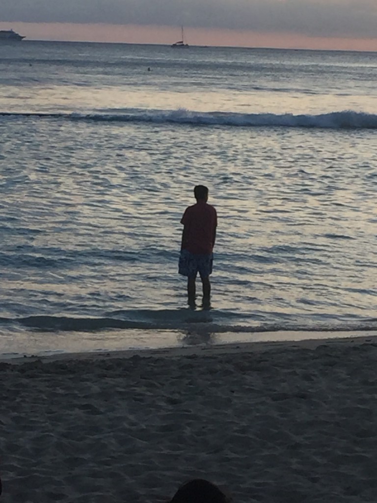 This man (i forget his name) is an Indian who lives in LA but had never heard the gospel before. He prayed to receive Jesus and then went out and stood in the water gazing at the horizon for a long while. 